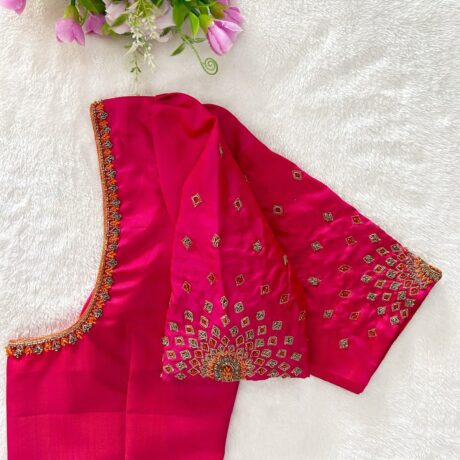 Aari Work in Pink blouse
