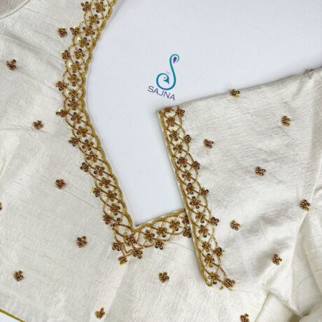 Aari work in White Blouse