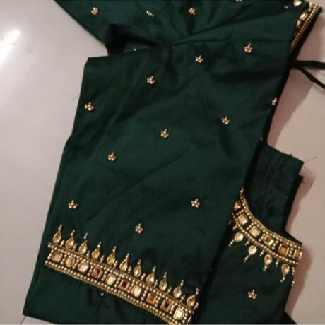 Aari Work in Bottle Green blouse