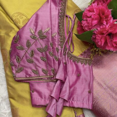 Aari Work in Pink blouse