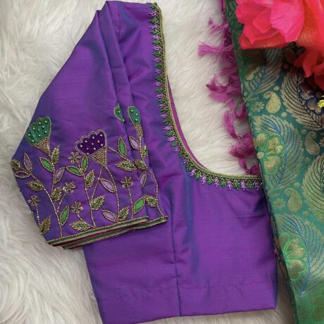 Aari Work in Violet blouse