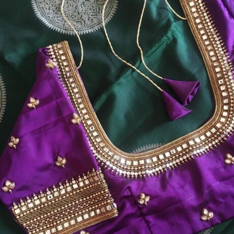 Violet color aariwork blouse