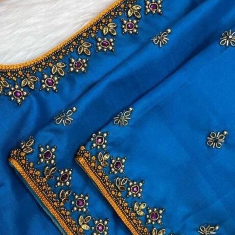Skyblue aariwork blouse