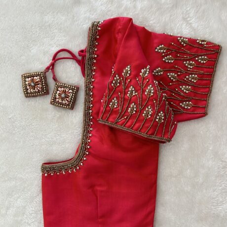 Red Aariwork blouse